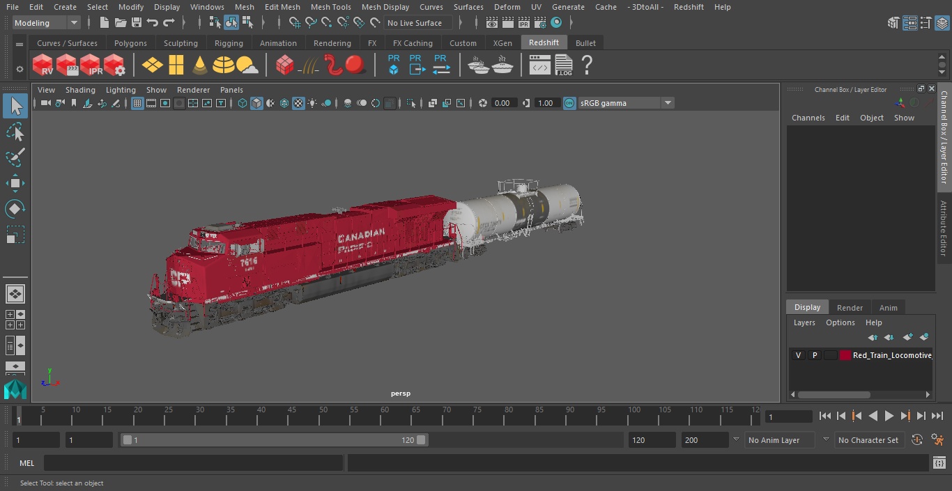 3D model Red Train Locomotive With Tank