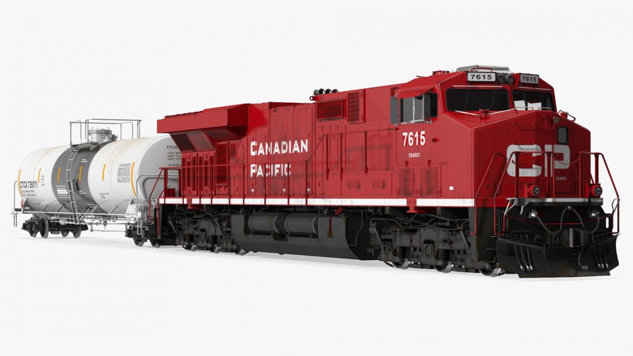 3D model Red Train Locomotive With Tank