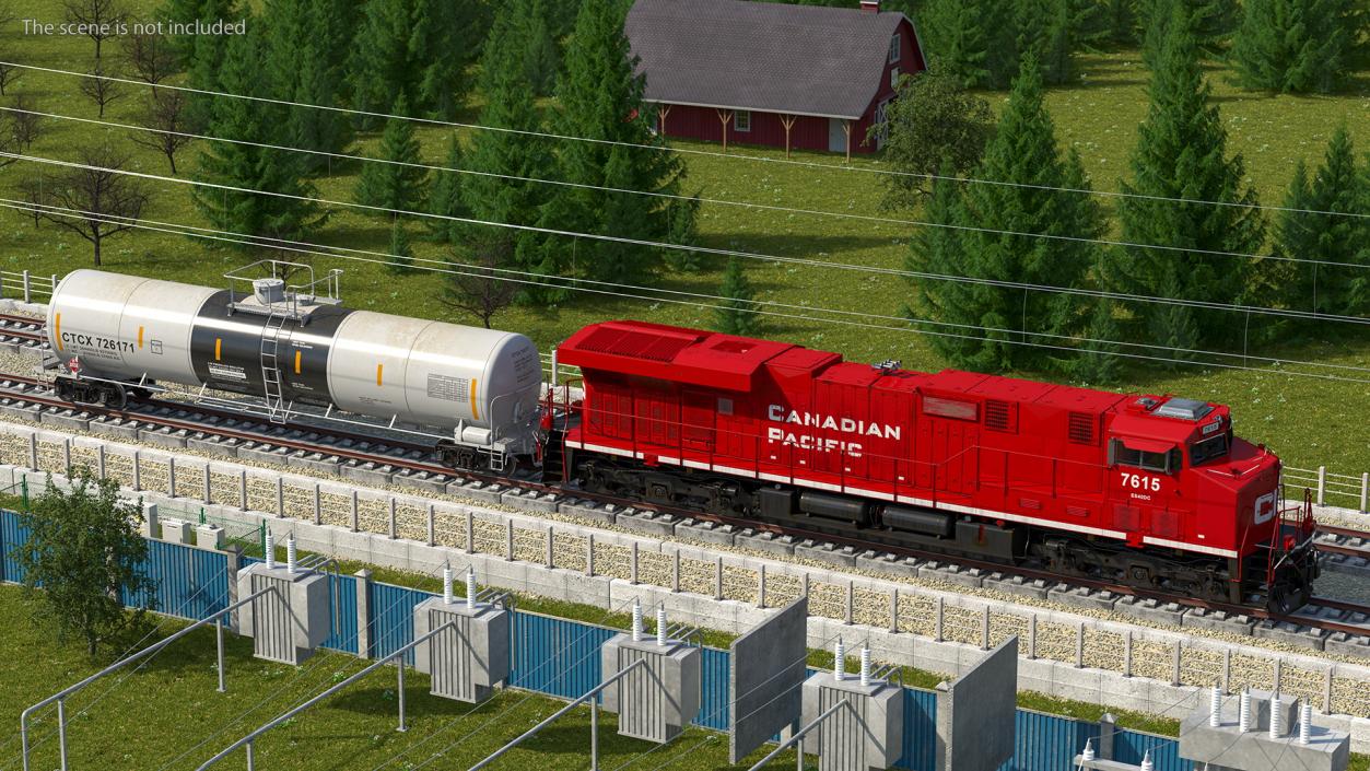 3D model Red Train Locomotive With Tank