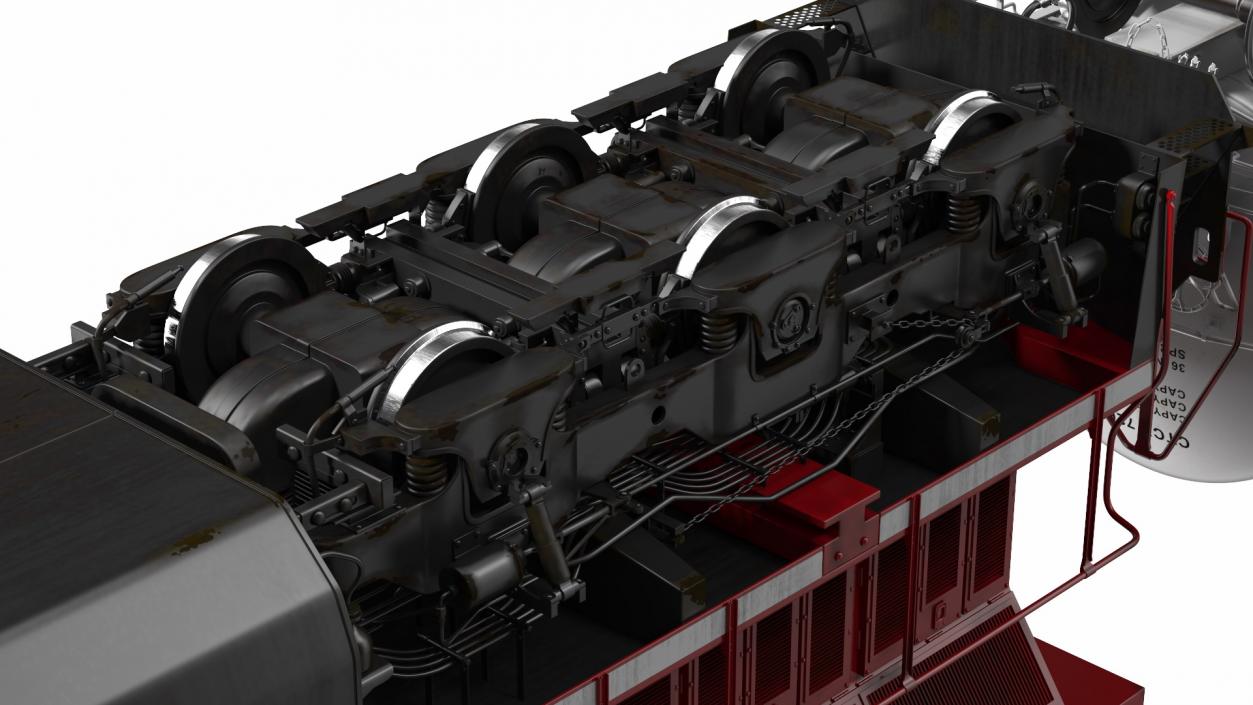 3D model Red Train Locomotive With Tank