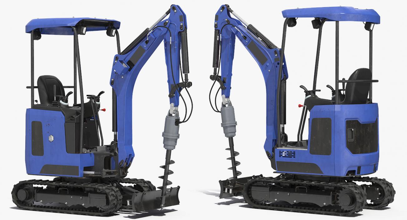 Mini Excavator with Earth Drill Generic 3D model