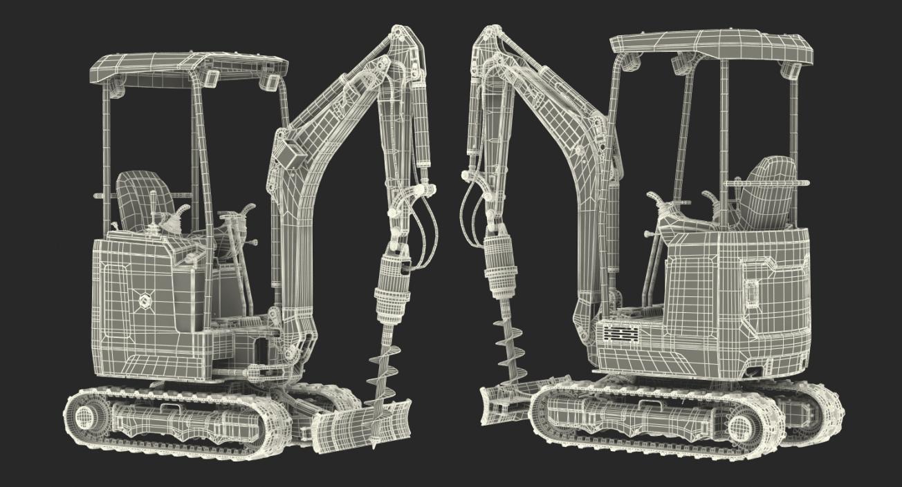 Mini Excavator with Earth Drill Generic 3D model