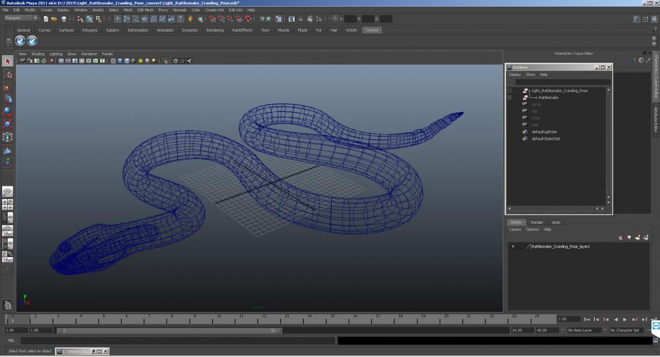 3D model Dark Rattlesnake Crawling Pose