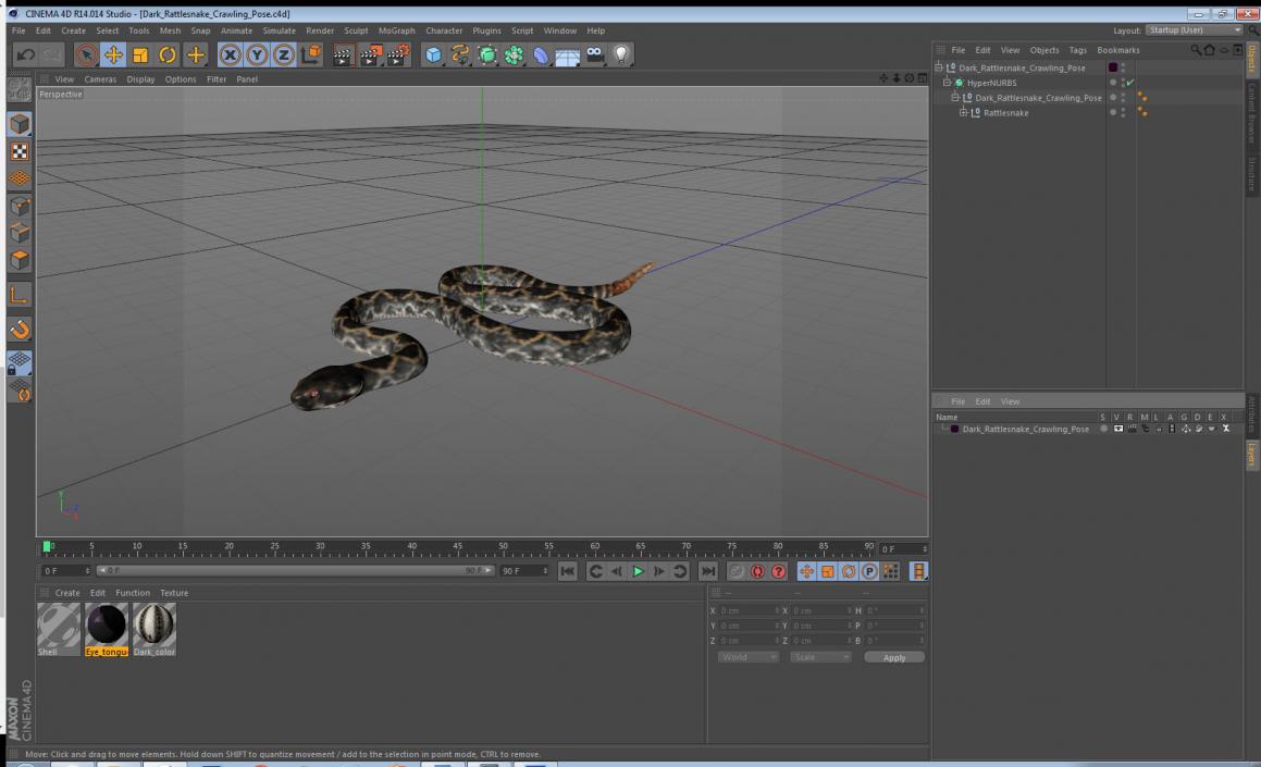 3D model Dark Rattlesnake Crawling Pose