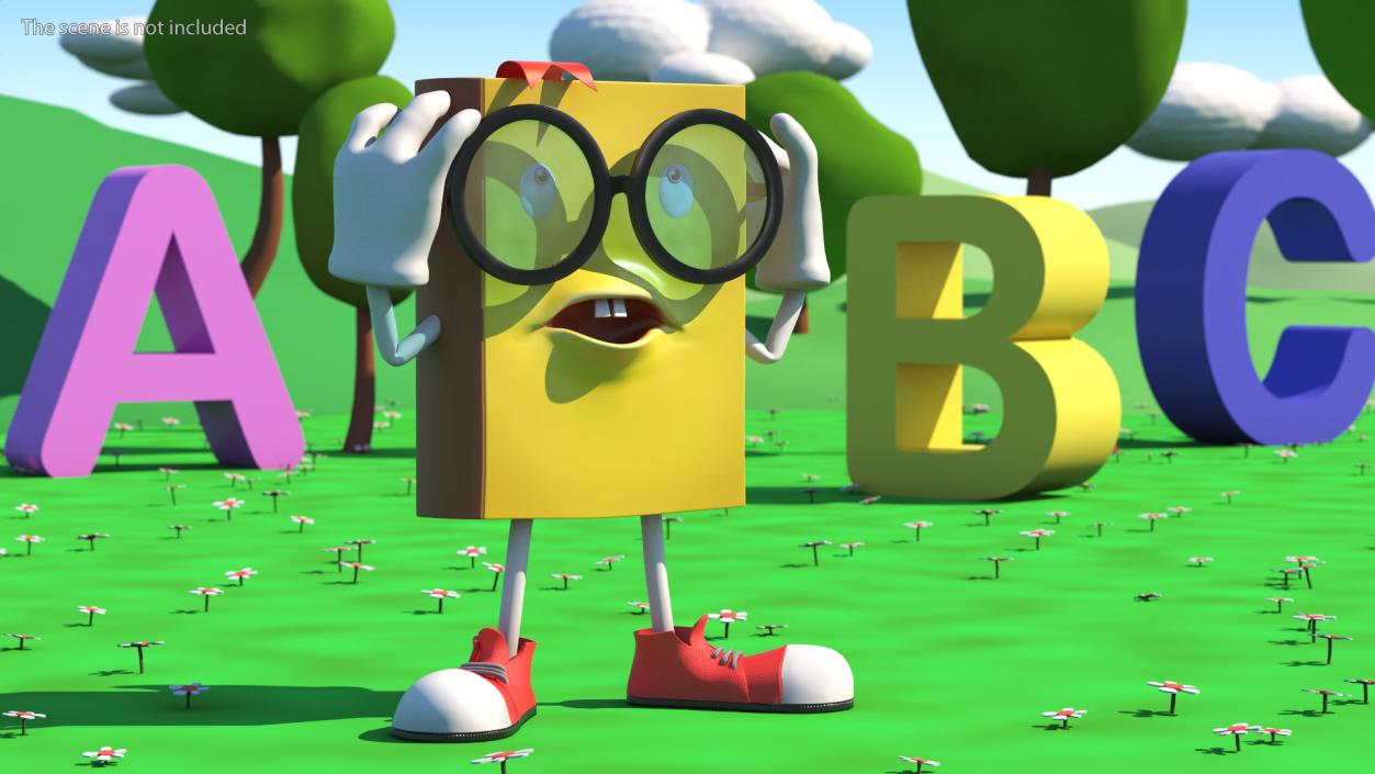 Yellow Book Character Tired Pose 3D