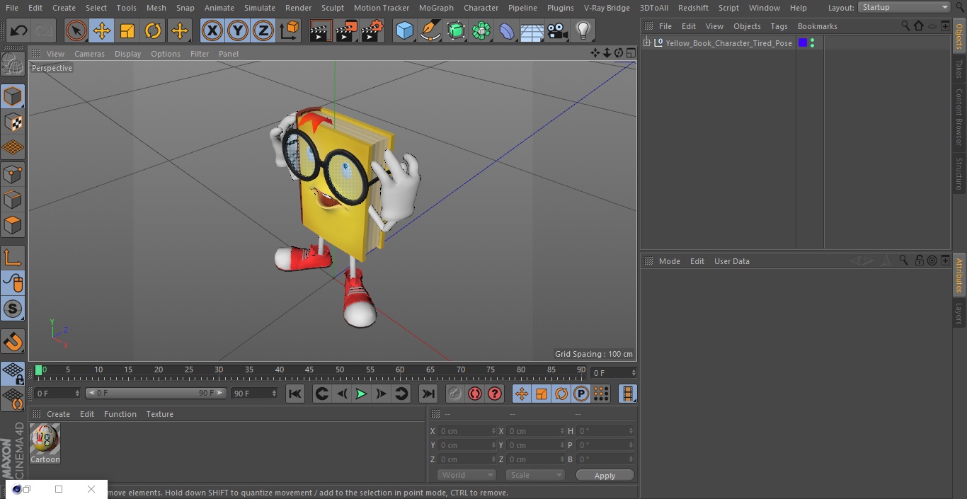 Yellow Book Character Tired Pose 3D