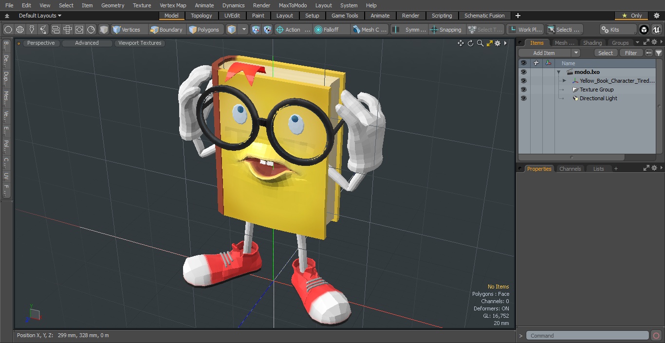 Yellow Book Character Tired Pose 3D