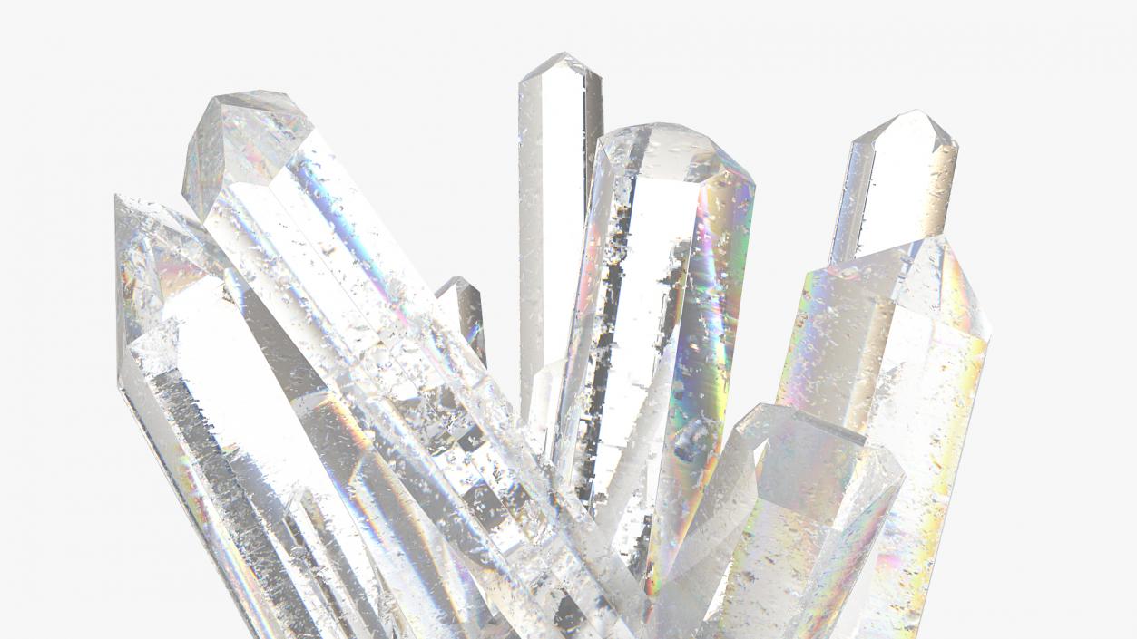 3D Clear Quartz Crystals