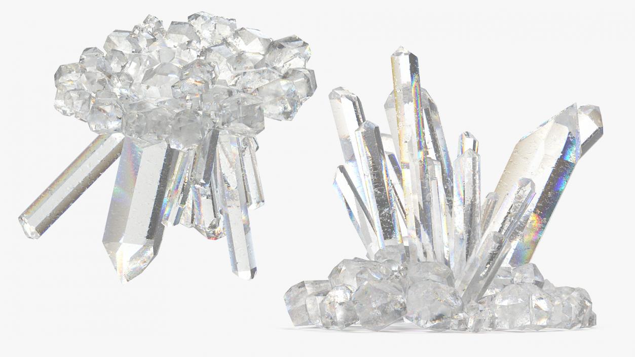 3D Clear Quartz Crystals