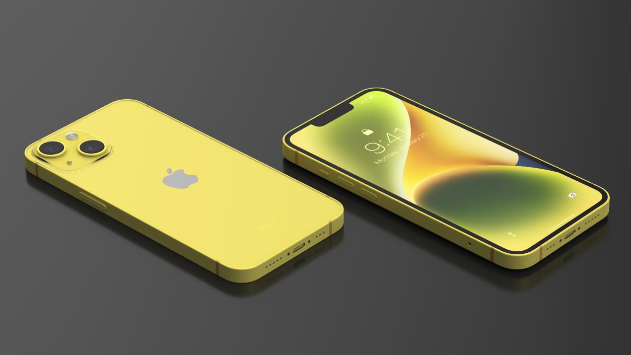 3D iPhone 14 Yellow