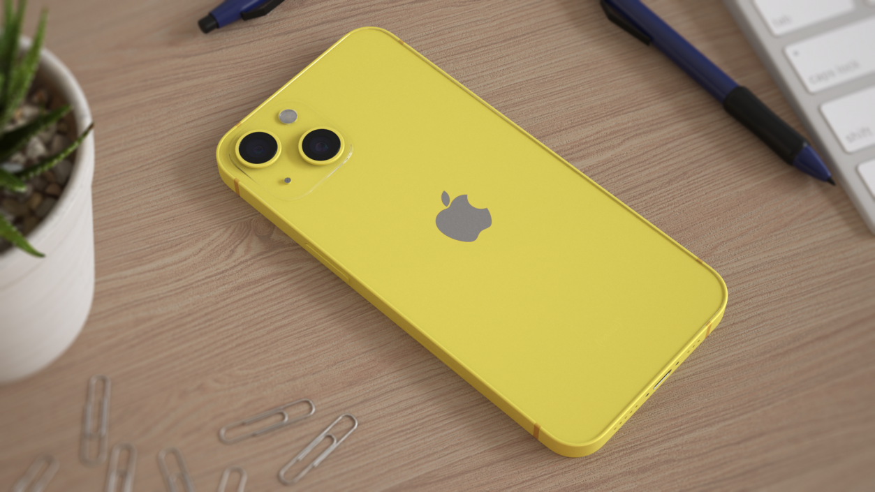 3D iPhone 14 Yellow