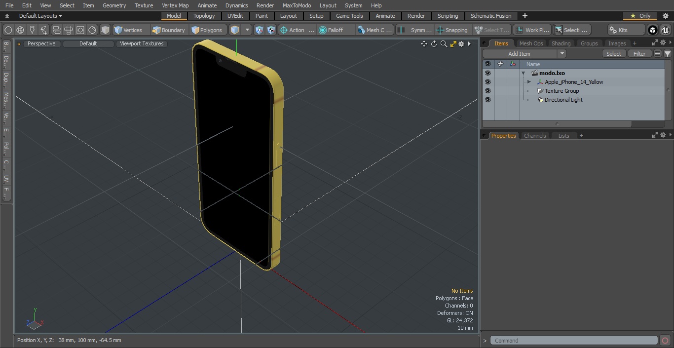 3D iPhone 14 Yellow