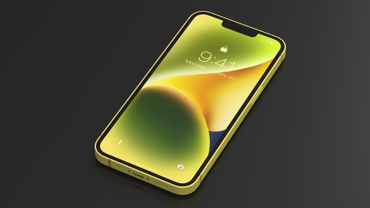 3D iPhone 14 Yellow