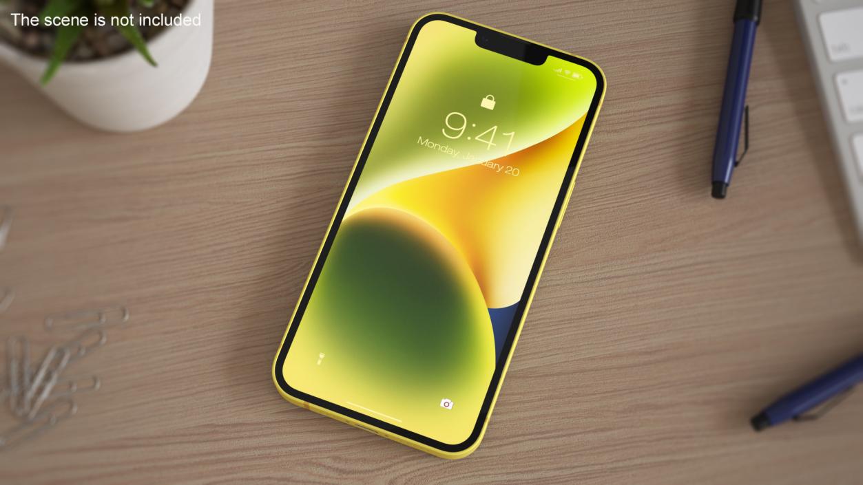 3D iPhone 14 Yellow