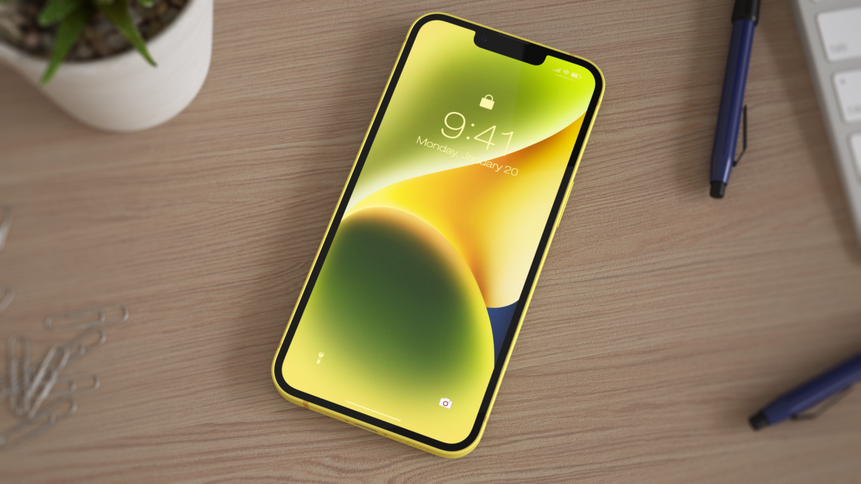 3D iPhone 14 Yellow