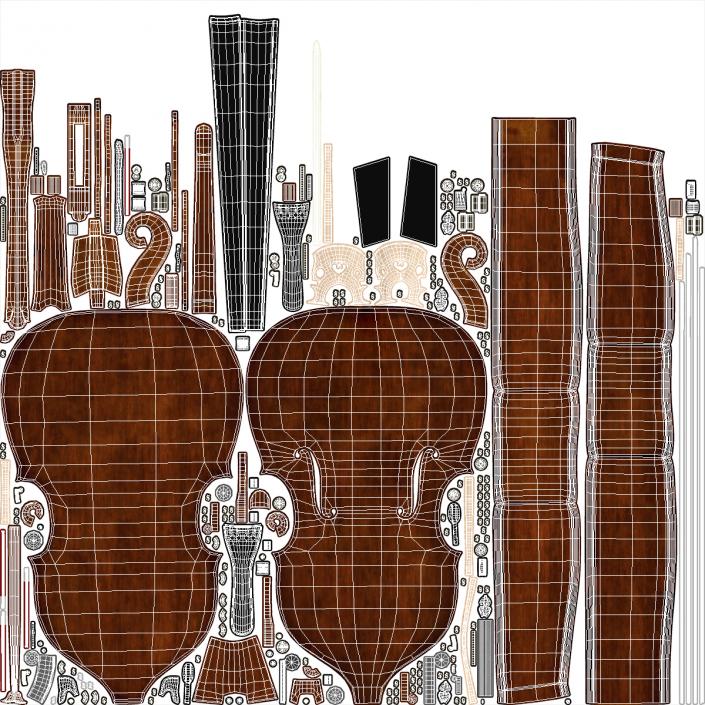 3D Wooden Double-Bass model