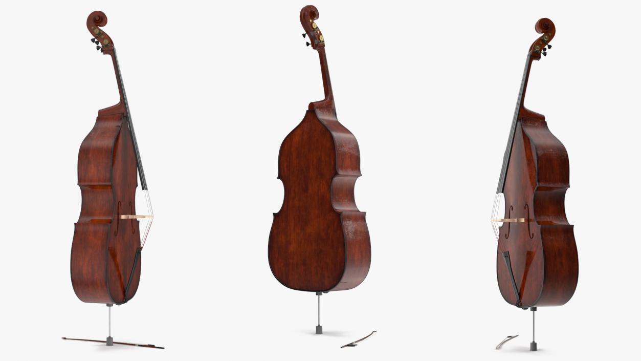 3D Wooden Double-Bass model