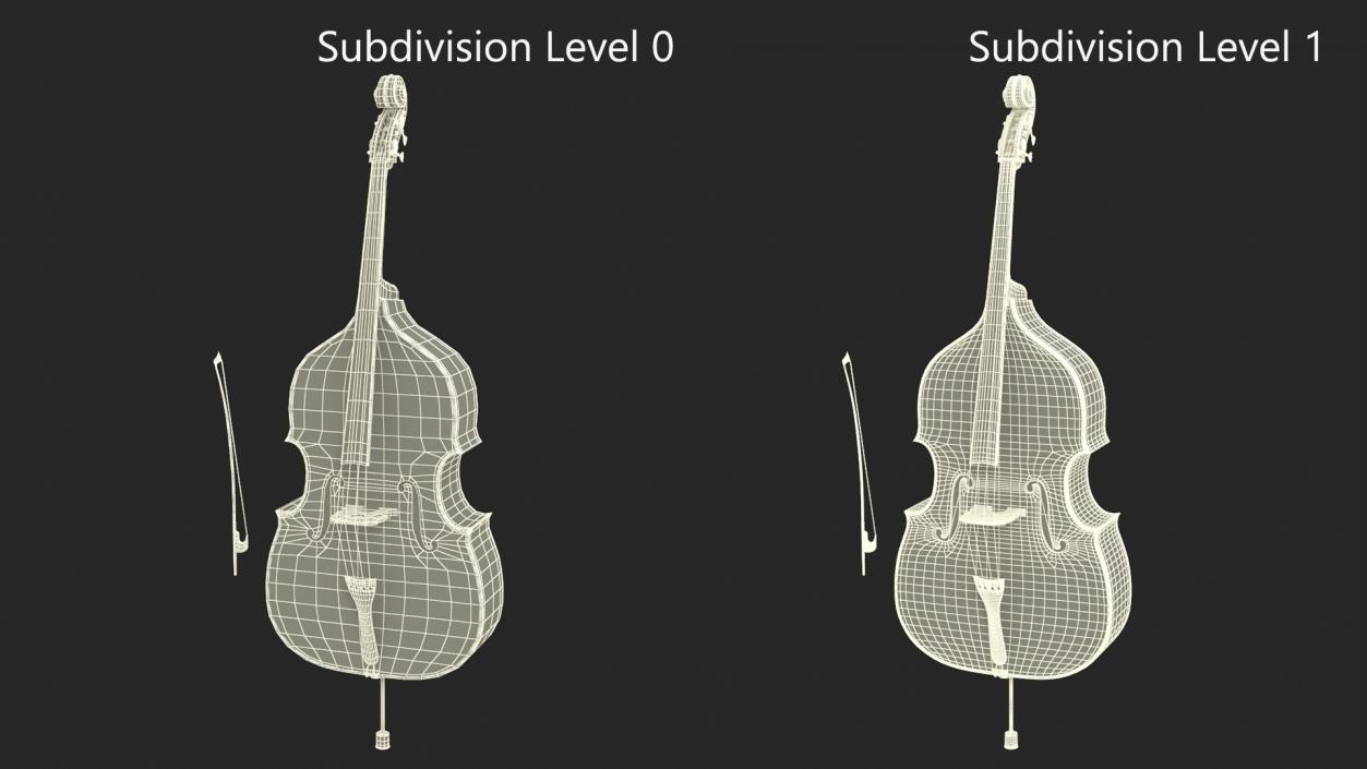 3D Wooden Double-Bass model