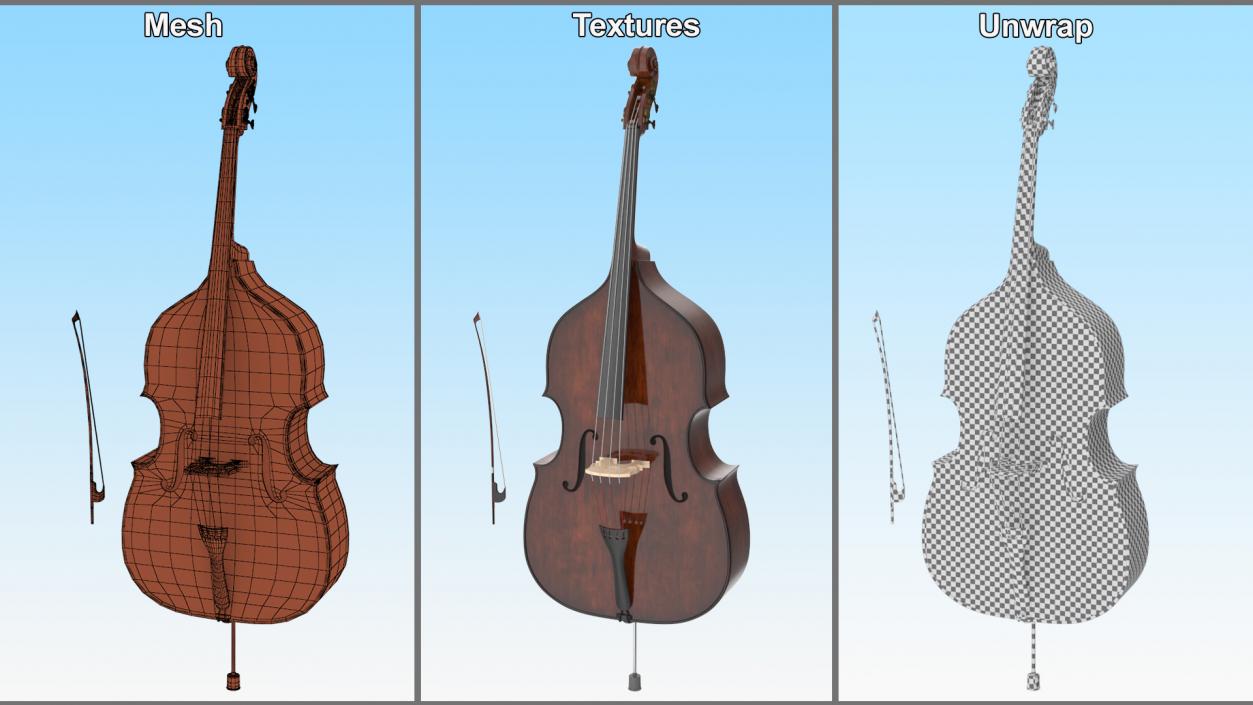 3D Wooden Double-Bass model