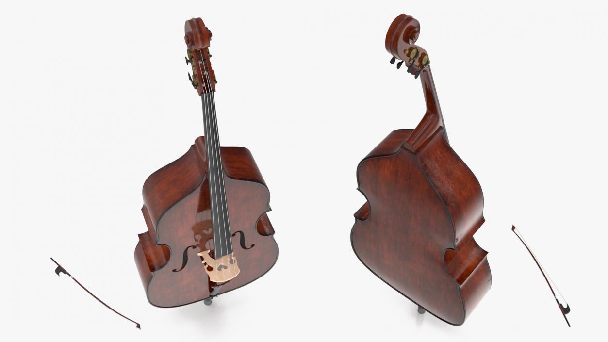 3D Wooden Double-Bass model