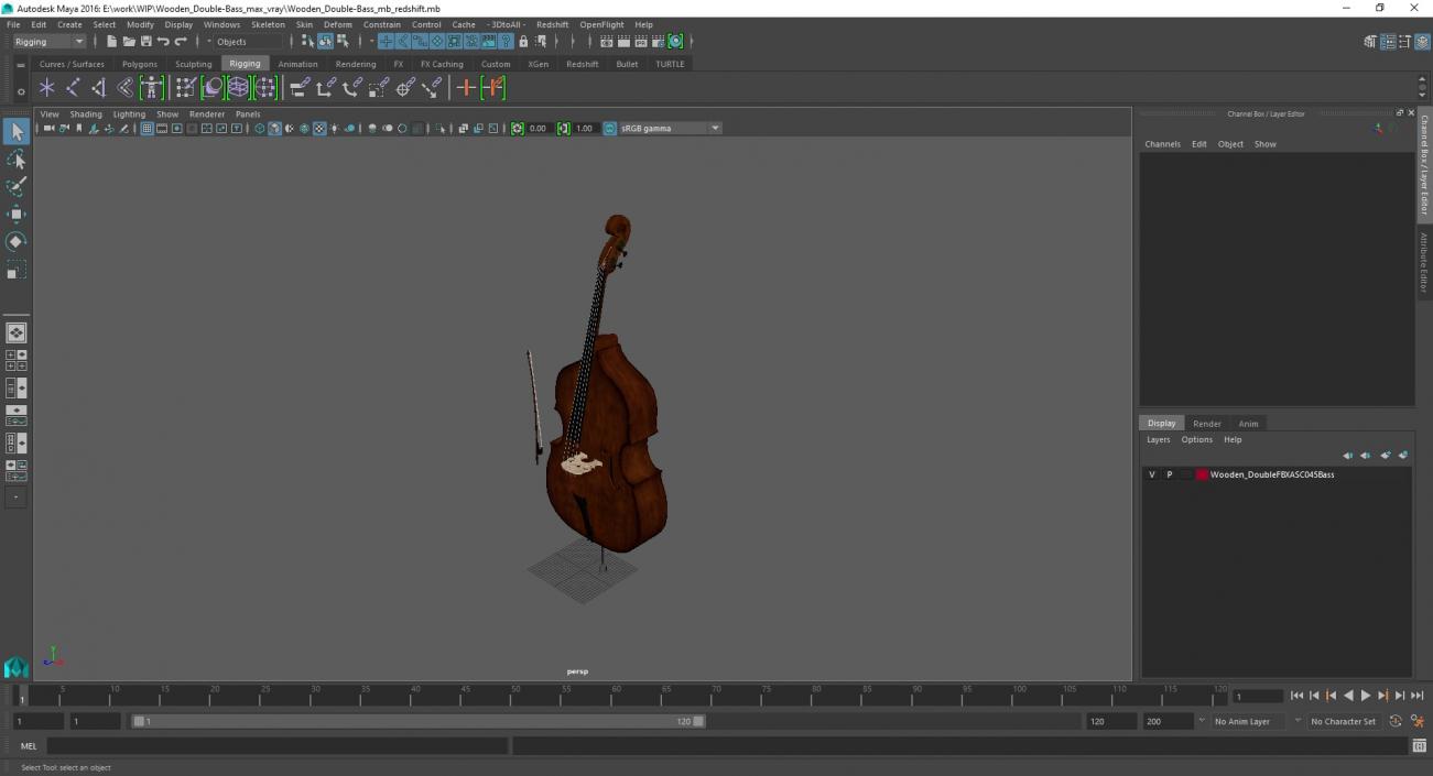 3D Wooden Double-Bass model