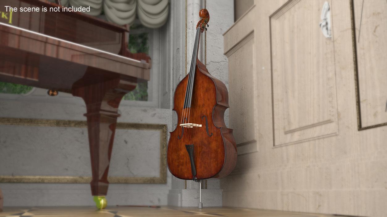 3D Wooden Double-Bass model