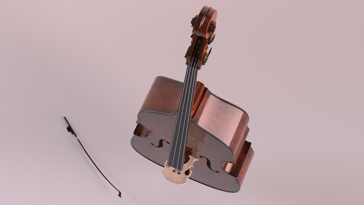 3D Wooden Double-Bass model