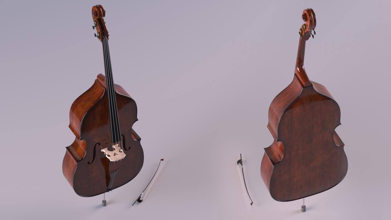 3D Wooden Double-Bass model