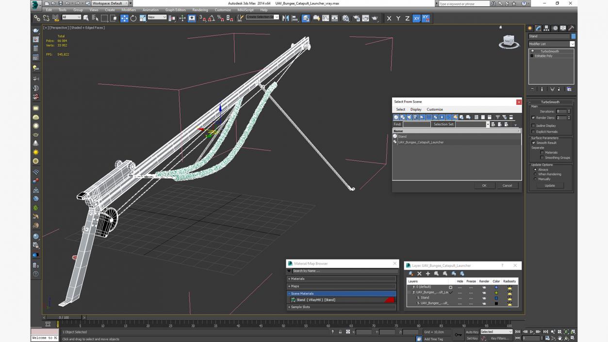 3D UAV Bungee Catapult Launcher model