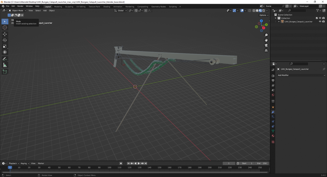 3D UAV Bungee Catapult Launcher model