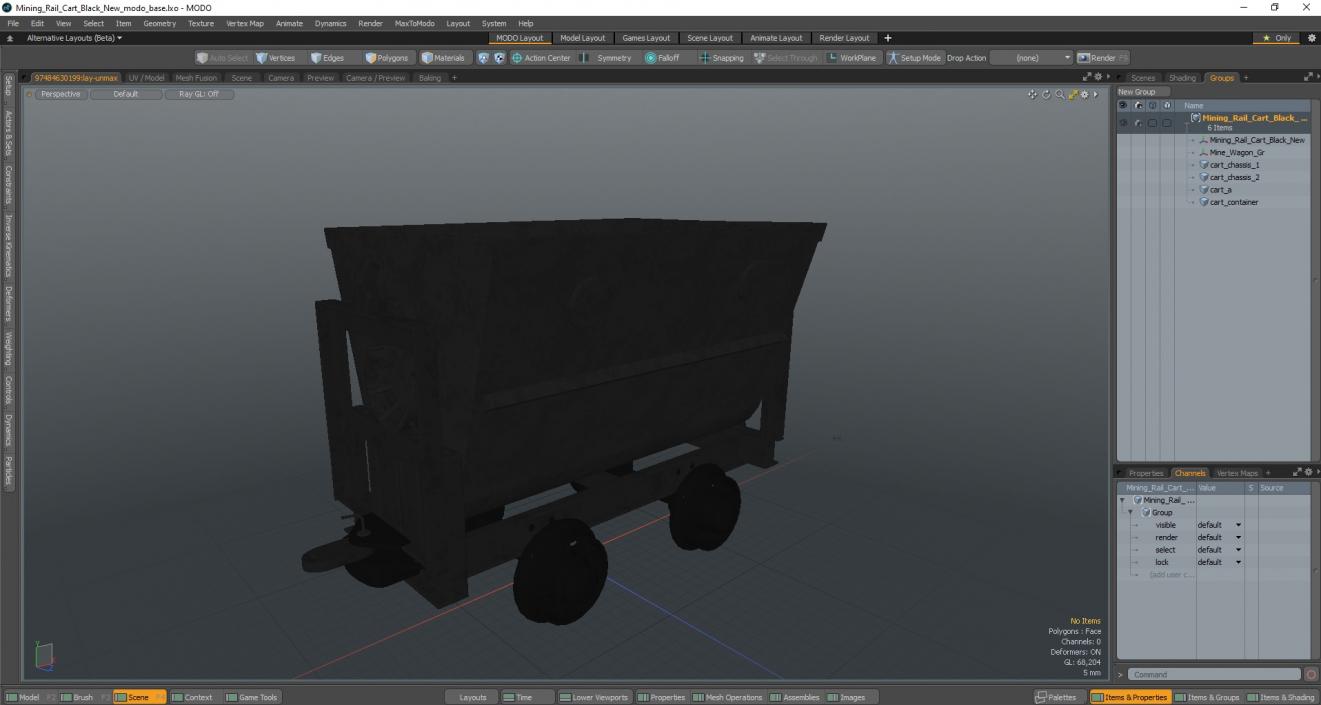 3D Mining Rail Cart Black New