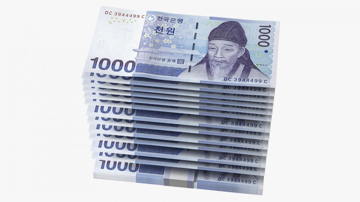 3D model South Korean Banknote Bundles Collection