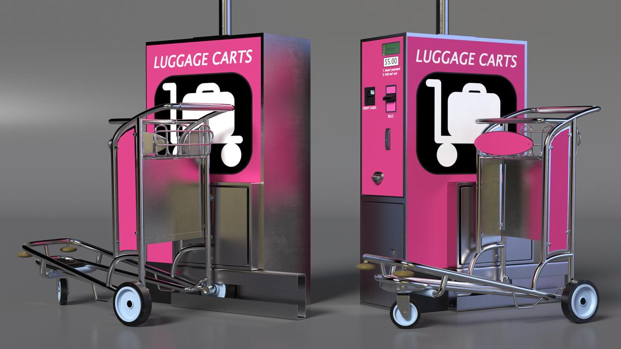 3D Airport Luggage Carts Management Equipment with Carts model