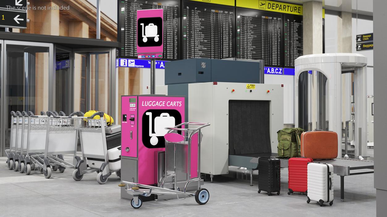 3D Airport Luggage Carts Management Equipment with Carts model