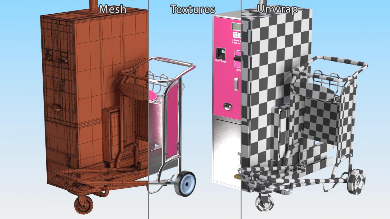 3D Airport Luggage Carts Management Equipment with Carts model