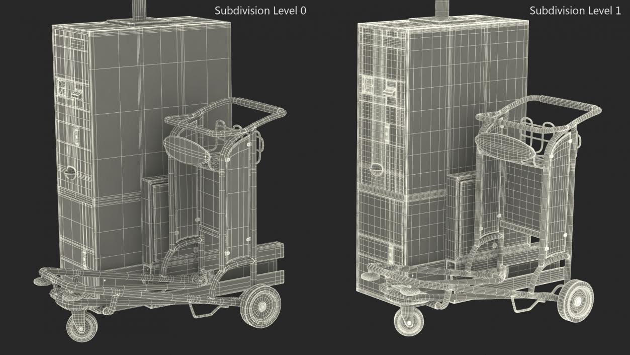 3D Airport Luggage Carts Management Equipment with Carts model