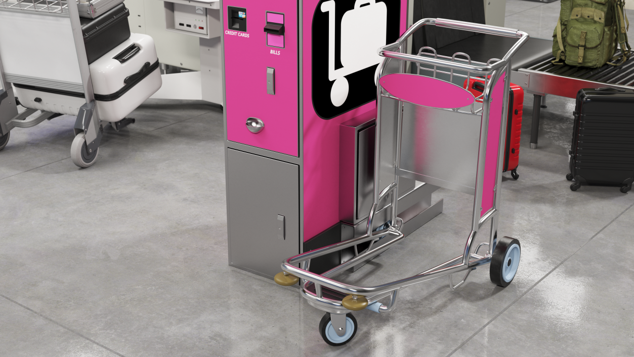 3D Airport Luggage Carts Management Equipment with Carts model