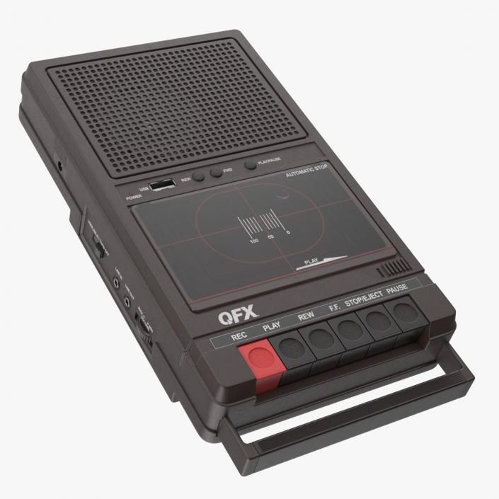 3D model QFX RETRO 39 Shoebox Tape Recorder Brown