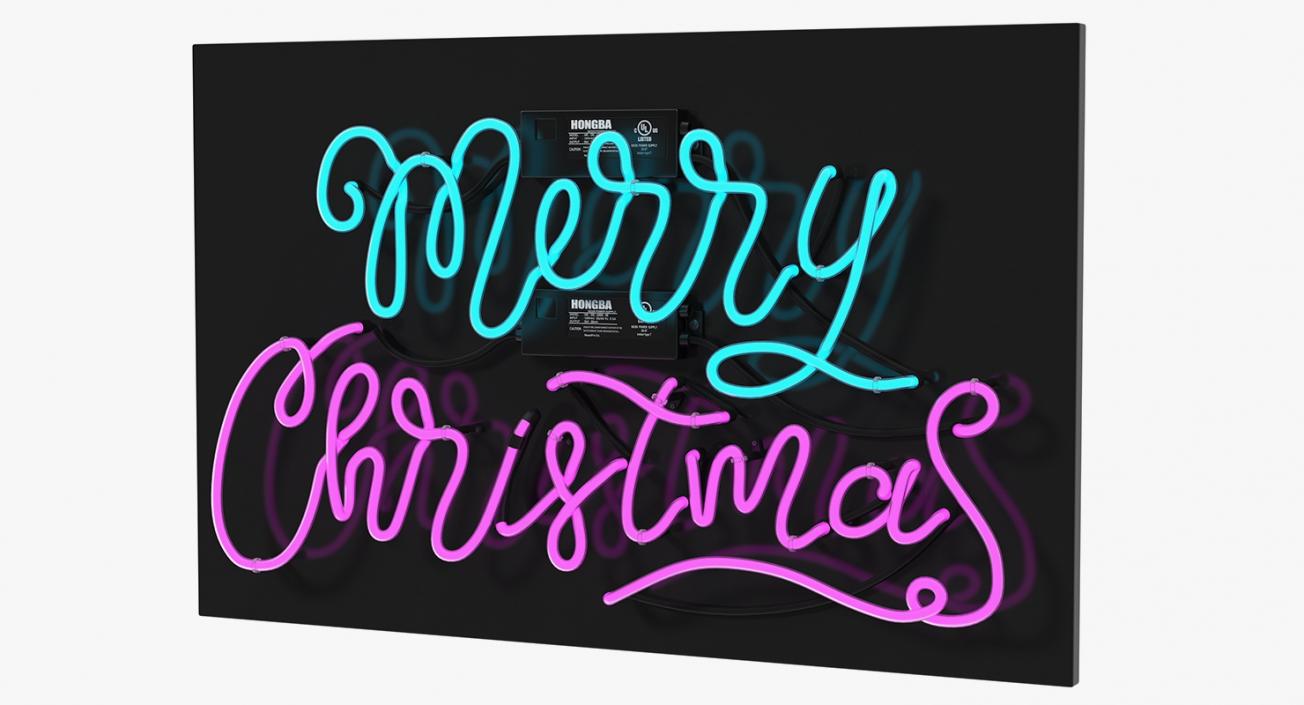 3D model Neon Sign Merry Christmas