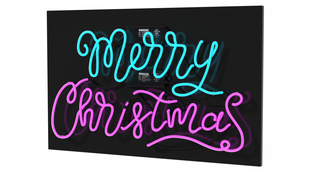 3D model Neon Sign Merry Christmas