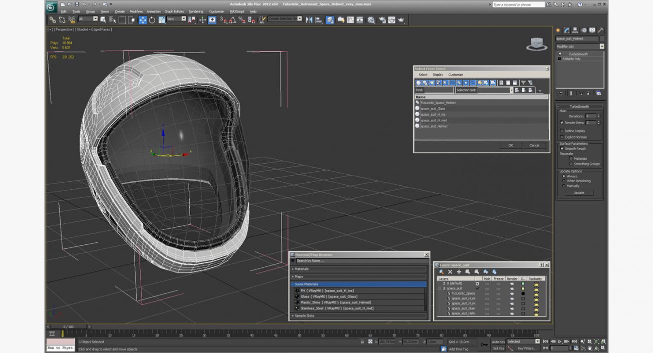 3D Futuristic Astronaut Space Helmet model