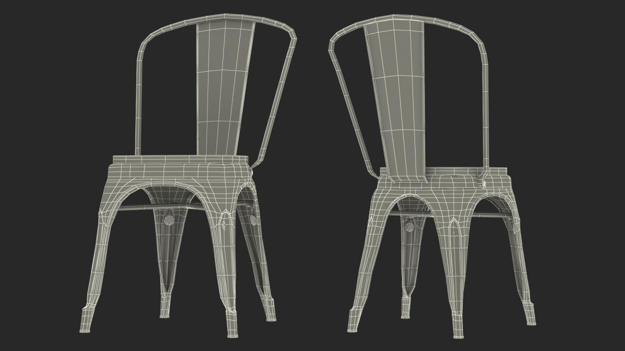 Iron Stackable Chair Wooden Seat 3D