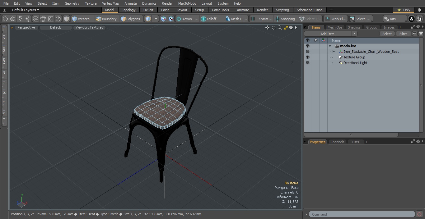 Iron Stackable Chair Wooden Seat 3D