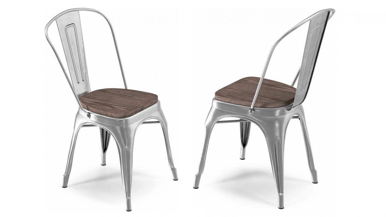 Iron Stackable Chair Wooden Seat 3D