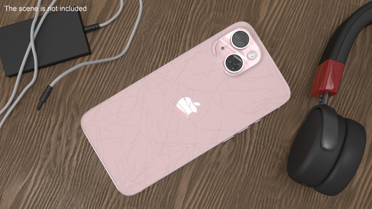 3D Pink IPhone 15 Plus with Cracked Glass model