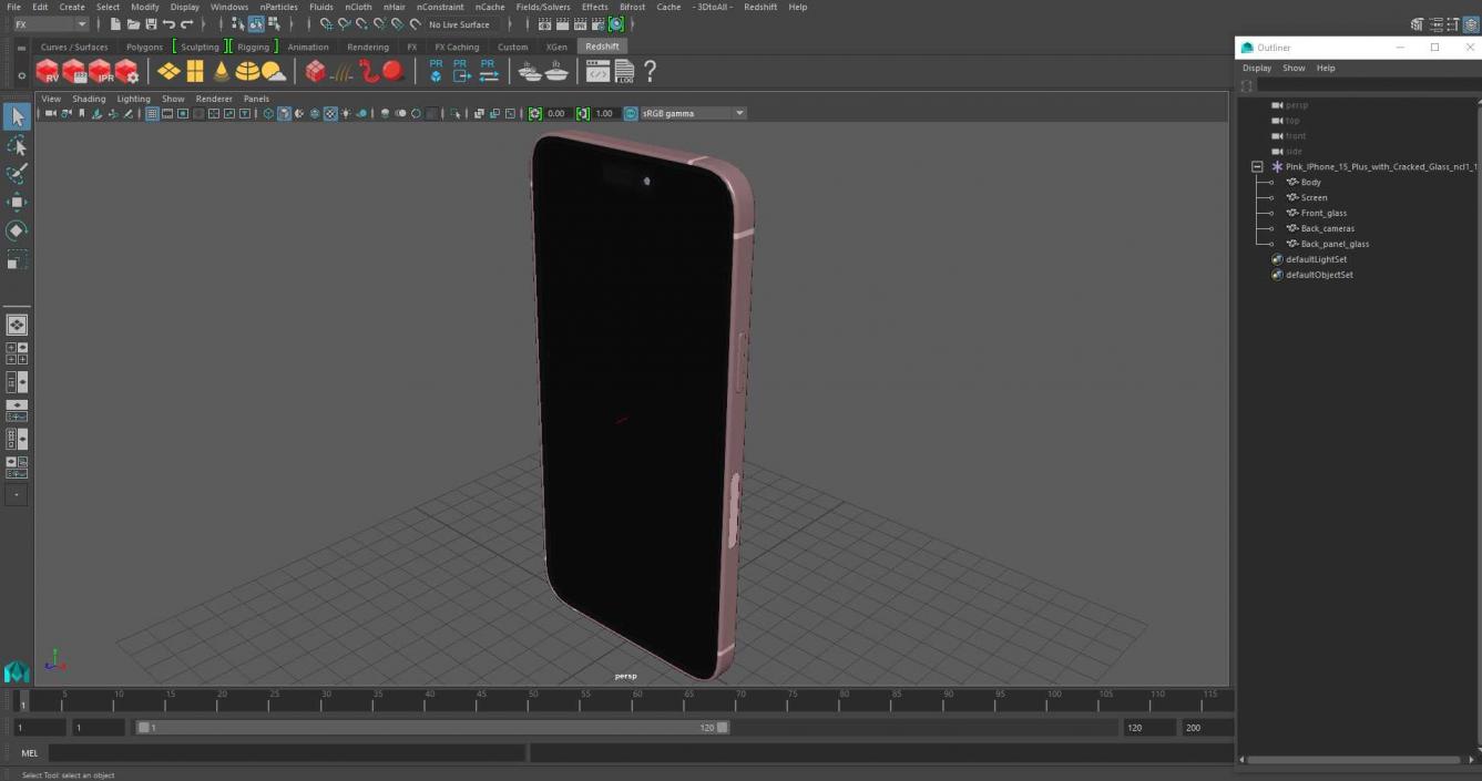 3D Pink IPhone 15 Plus with Cracked Glass model