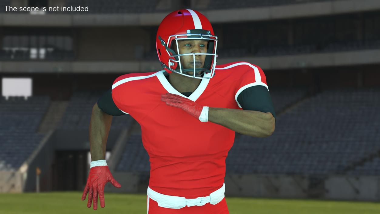 3D Red Uniform Black Man Football Player Rigged for Cinema 4D model