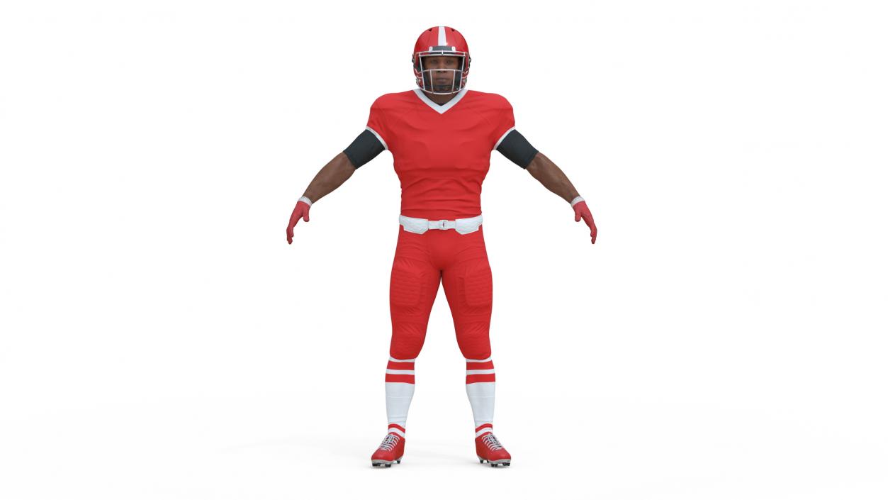 3D Red Uniform Black Man Football Player Rigged for Cinema 4D model