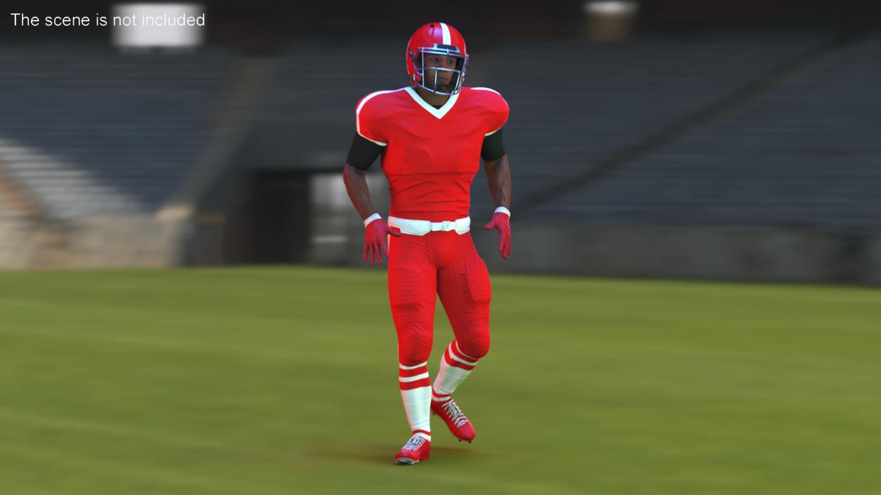 3D Red Uniform Black Man Football Player Rigged for Cinema 4D model