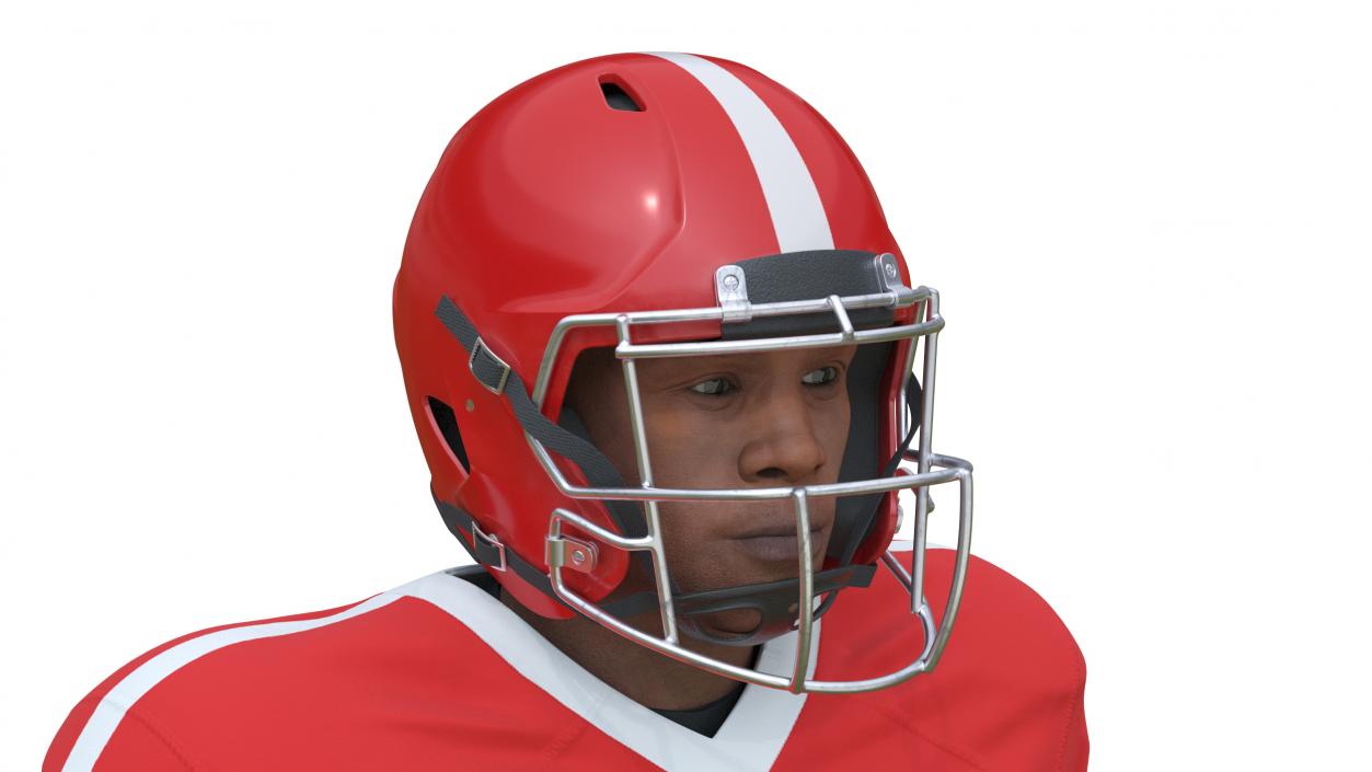 3D Red Uniform Black Man Football Player Rigged for Cinema 4D model